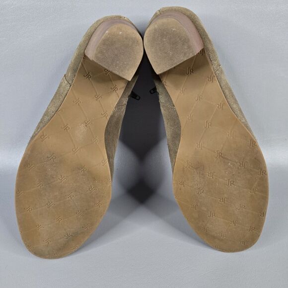 Jack Rogers Size 8 Bootie Marianne Oak Suede Boots Scalloped Side Zip Heel - Picture 7 of 12